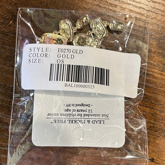 NWT Bansri Gold Clear Crystal Accent Dangle Tiered Statement Earrings - Picture 6 of 6